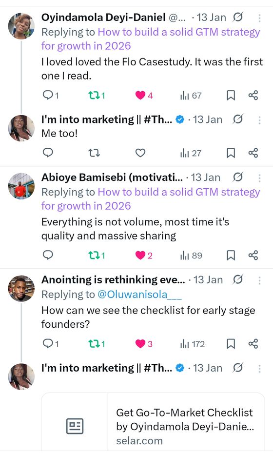Thread of live replies during the GTM strategy session